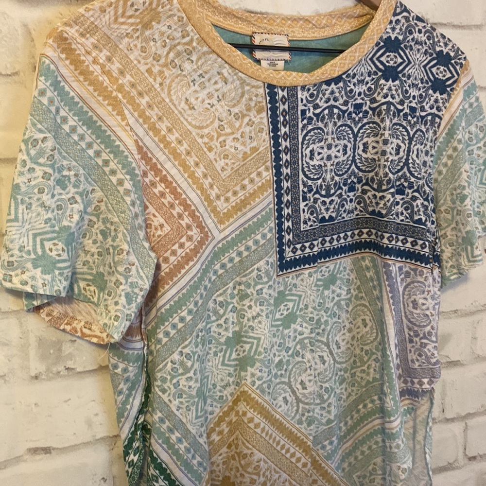 Anthropologie Multicolor Postmark Patchwork Tshirt - image 3